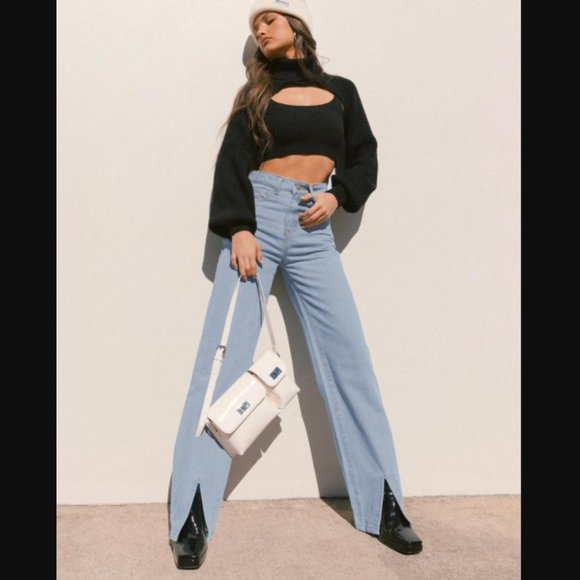 Princess Polly Denim - Princess Polly Rosalie Straight Leg Slit Jeans 4